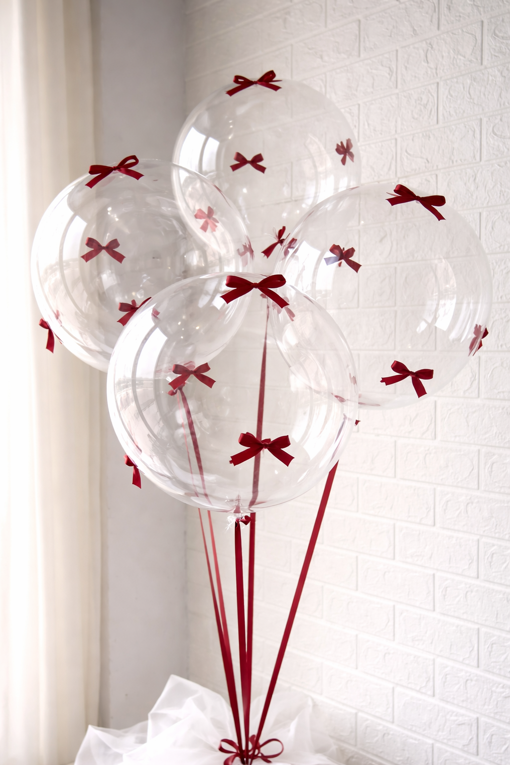 Burgundy Bow Bobo Balloons